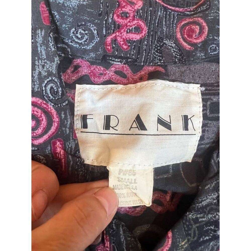 Frank Men's Vintage 80s Shirt Button Up Neon Funky Floral Size Small - Picture 4 of 8